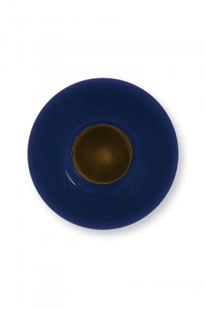 Vaza rotunda metalica cu email albastru 23 cm [3]