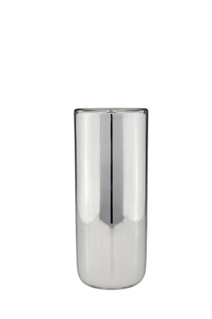 OBIECTE DECORATIVE - Vaza sticla argintata cilindru H 27 cm