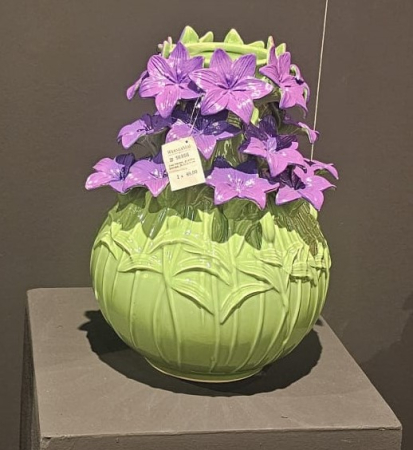 SUB 2000 - Vaza Verano, green/purple stoneware 26.5x35.5 cm