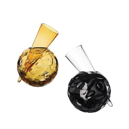 VAZE DECORATIVE - Vaza Vulcano (cristal negru si con ambra)