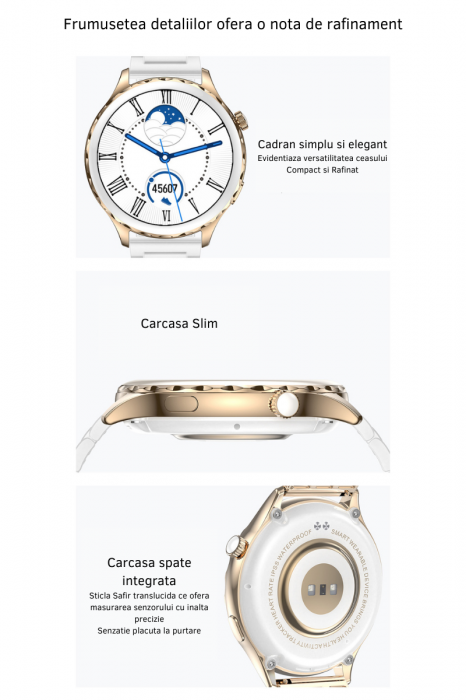 Ceas Smartwatch AZeira®, Multi-Sport, Bluetooth Call, Memento, Selfie la distanta, Notificari, Analiza somnului, Frecventa cardiaca, Tensiune, IP67, Ecran IPS LCD 1,32 inch, IOS si Android [22]