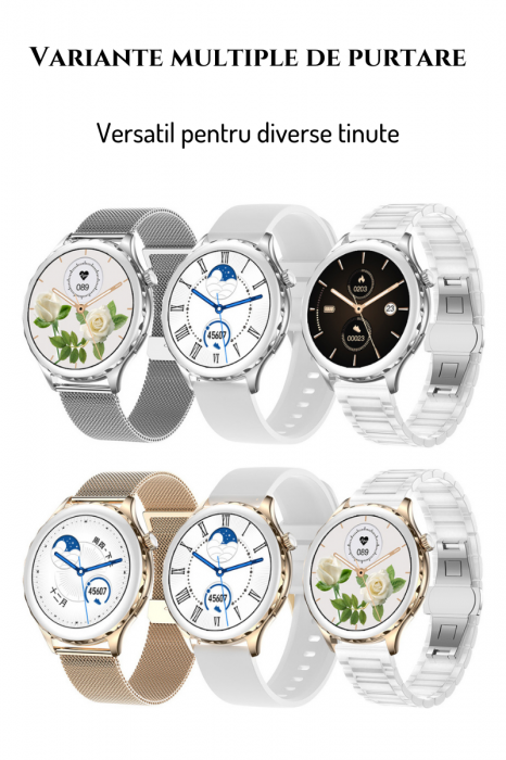 Ceas Smartwatch AZeira®, Multi-Sport, Bluetooth Call, Memento, Selfie la distanta, Notificari, Analiza somnului, Frecventa cardiaca, Tensiune, IP67, Ecran IPS LCD 1,32 inch, IOS si Android [25]