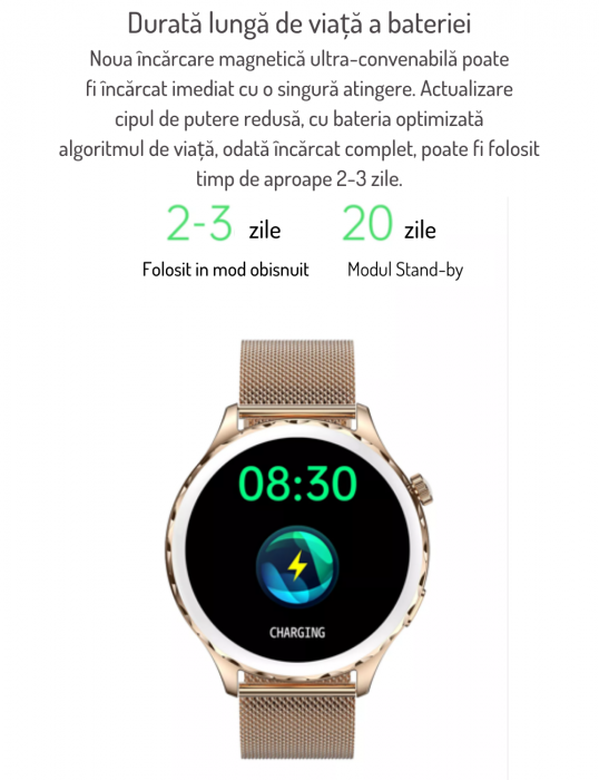 Ceas Smartwatch AZeira®, Multi-Sport, Bluetooth Call, Memento, Selfie la distanta, Notificari, Analiza somnului, Frecventa cardiaca, Tensiune, IP67, Ecran IPS LCD 1,32 inch, IOS si Android [17]