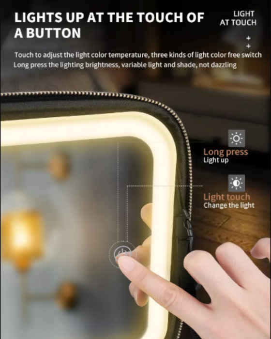 Geanta cosmetice dotata cu oglinda LED AZeira®, compartimente reglabile, potrivita pentru organizarea cosmeticelor acasa sau in voiaj, profesionala, neagra [17]