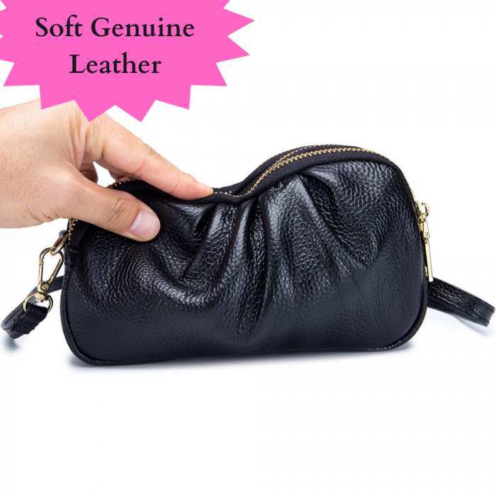 Geanta Piele Naturala cu pliuri AZeira®, 3 compartimente, Calitate superioara, Versatila, Fermoare metalice, Piele moale de vaca, Anti-zgariere, Capacitate mare, Verde [3]