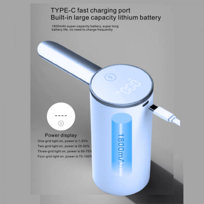 Pompa electrica apa cu afisaj LED AZeira®, Ecran digital, Indicator nivel baterie, Dozarea cantitatii de apa, Compatibil cu bidoane de apa de 5L/10L/15L/20L [9]