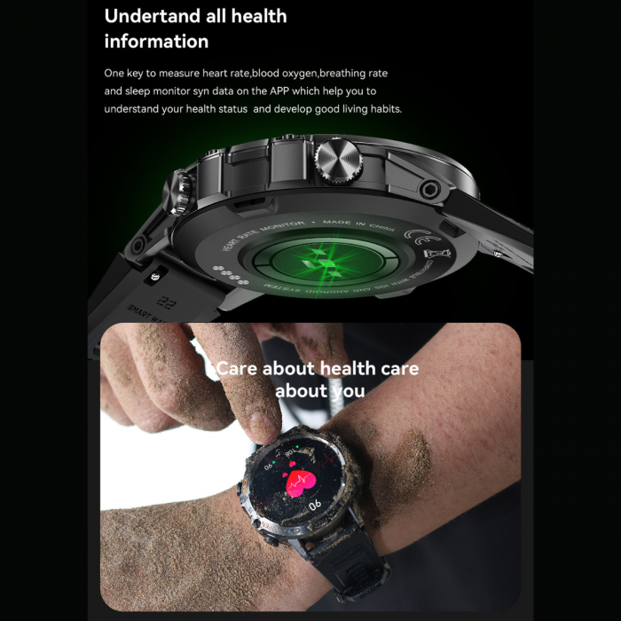 Ceas Smartwatch ULTRA Sport AZeira®, Antisocuri, Carcasa Metalica, Ecran IPS Ultra, IOS/Android, Bluetooth, Apelare Telefon, Aplicatii Social Media, Rezolutie 360x360 pixeli, Autonomie 7 zile, 100+ Sporturi, Impermeabil IP68, Full Touch Screen [5]