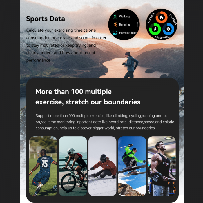 Ceas Smartwatch ULTRA Sport AZeira®, Antisocuri, Carcasa Metalica, Ecran IPS Ultra, IOS/Android, Bluetooth, Apelare Telefon, Aplicatii Social Media, Rezolutie 360x360 pixeli, Autonomie 7 zile, 100+ Sporturi, Impermeabil IP68, Full Touch Screen [7]