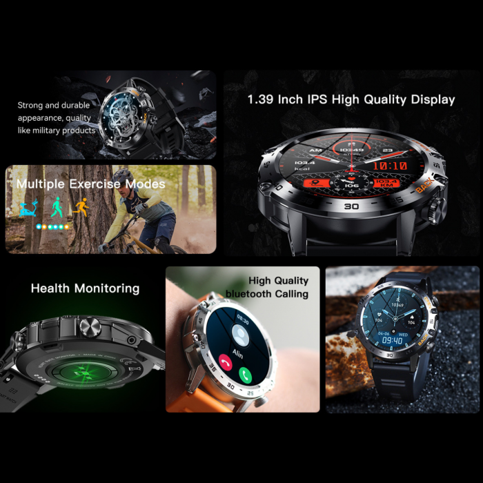 Ceas Smartwatch ULTRA Sport AZeira®, Antisocuri, Carcasa Metalica, Ecran IPS Ultra, IOS/Android, Bluetooth, Apelare Telefon, Aplicatii Social Media, Rezolutie 360x360 pixeli, Autonomie 7 zile, 100+ Sporturi, Impermeabil IP68, Full Touch Screen [9]
