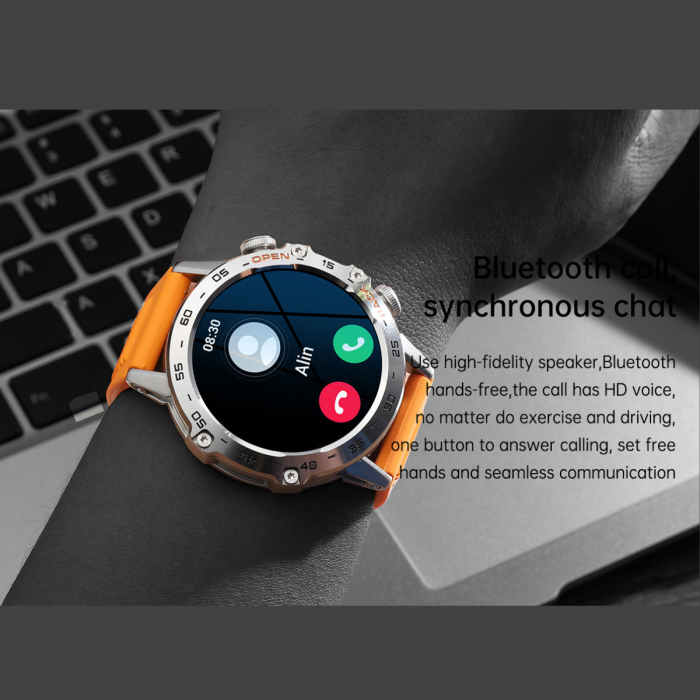 Ceas Smartwatch ULTRA Sport AZeira®, Antisocuri, Carcasa Metalica, Ecran IPS Ultra, IOS/Android, Bluetooth, Apelare Telefon, Aplicatii Social Media, Rezolutie 360x360 pixeli, Autonomie 7 zile, 100+ Sporturi, Impermeabil IP68, Full Touch Screen [3]