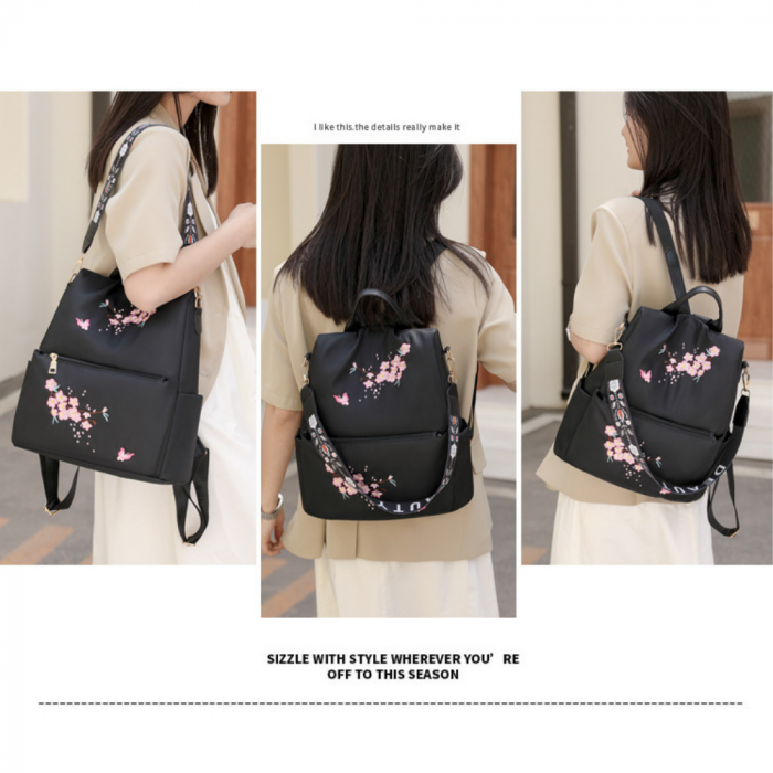 Rucsac dama 2in1 cu Broderie in relief AZeira®, Anti-furt, Versatil, Impermeabil, Material usor si fin de calitate superioara, 32*30*13 CM [4]