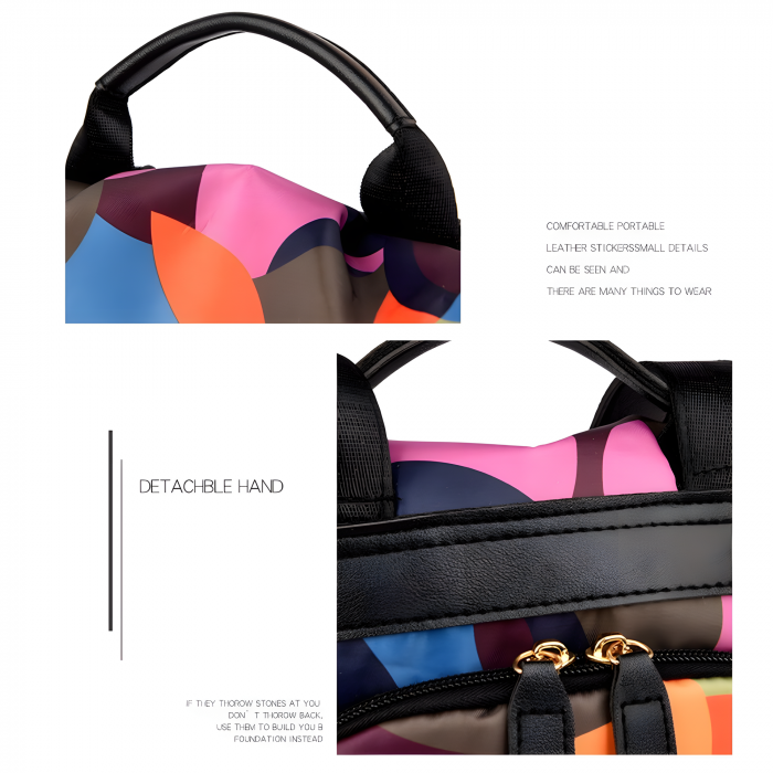 Rucsac de dama Curcubeu AZeira®, antifurt, impermeabil, usor, stil casual, Multicolor [7]