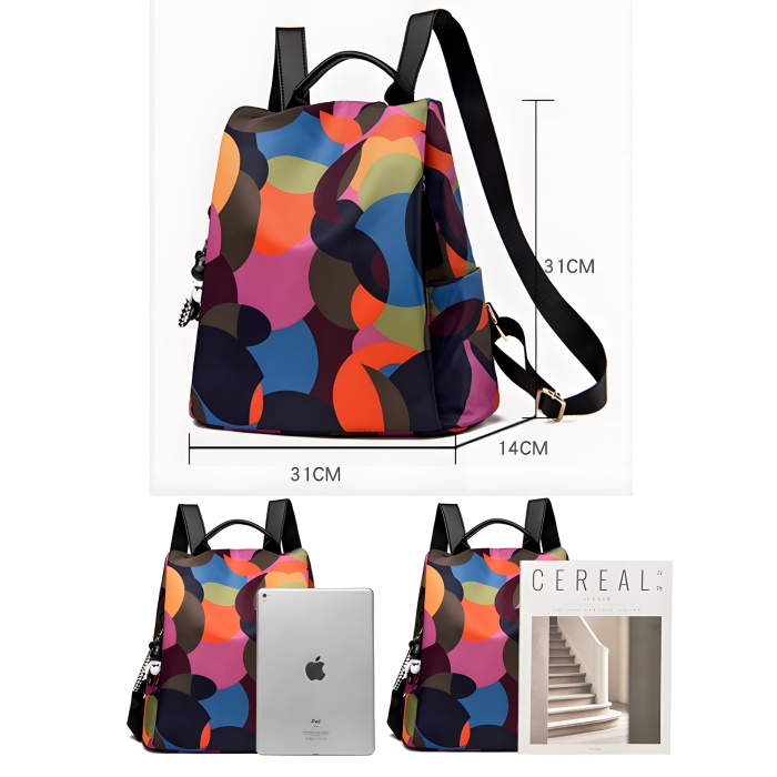 Rucsac de dama Curcubeu AZeira®, antifurt, impermeabil, usor, stil casual, Multicolor [12]