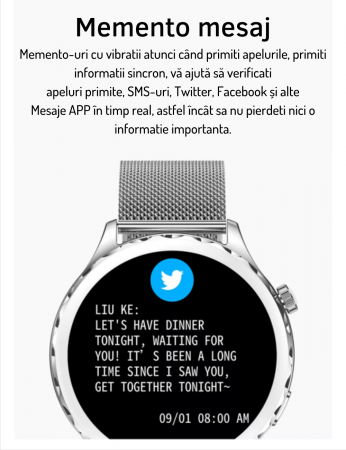 Ceas Smartwatch AZeira®, Multi-Sport, Bluetooth Call, Memento, Selfie la distanta, Notificari, Analiza somnului, Frecventa cardiaca, Tensiune, IP67, Ecran IPS LCD 1,32 inch, IOS si Android [11]