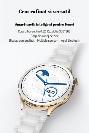 Ceas Smartwatch AZeira®, Multi-Sport, Bluetooth Call, Memento, Selfie la distanta, Notificari, Analiza somnului, Frecventa cardiaca, Tensiune, IP67, Ecran IPS LCD 1,32 inch, IOS si Android [20]