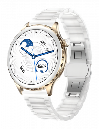 Smartwatch-uri - Ceas Smartwatch Dama AZeira®, Multi-Sport, Bluetooth Call, Memento inteligent, Selfie la distanta, Notificari, Analiza somnului, Frecventa cardiaca, Tensiune, IP67, Ecran IPS LCD 1, 32 inch, compatibil IOS si Android, Ceramic