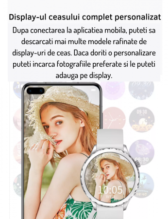 Ceas Smartwatch AZeira®, Multi-Sport, Bluetooth Call, Memento, Selfie la distanta, Notificari, Analiza somnului, Frecventa cardiaca, Tensiune, IP67, Ecran IPS LCD 1,32 inch, IOS si Android [3]