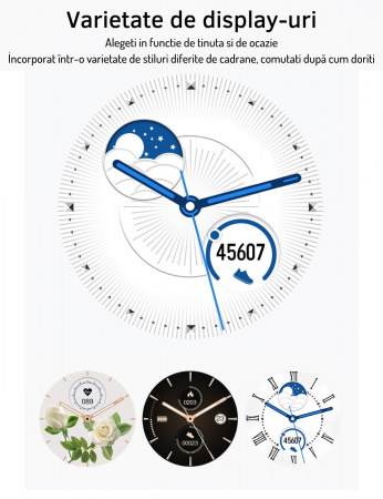 Ceas Smartwatch AZeira®, Multi-Sport, Bluetooth Call, Memento, Selfie la distanta, Notificari, Analiza somnului, Frecventa cardiaca, Tensiune, IP67, Ecran IPS LCD 1,32 inch, IOS si Android [4]