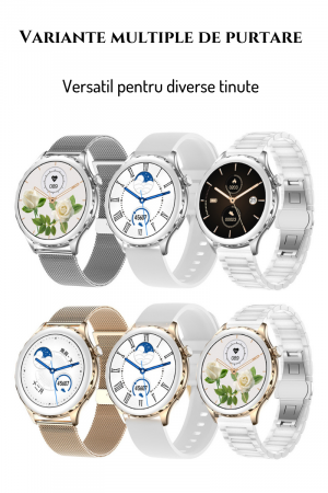 Ceas Smartwatch AZeira®, Multi-Sport, Bluetooth Call, Memento, Selfie la distanta, Notificari, Analiza somnului, Frecventa cardiaca, Tensiune, IP67, Ecran IPS LCD 1,32 inch, IOS si Android [24]