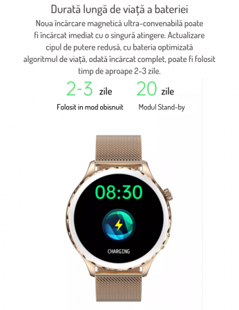 Ceas Smartwatch AZeira®, Multi-Sport, Bluetooth Call, Memento, Selfie la distanta, Notificari, Analiza somnului, Frecventa cardiaca, Tensiune, IP67, Ecran IPS LCD 1,32 inch, IOS si Android [16]