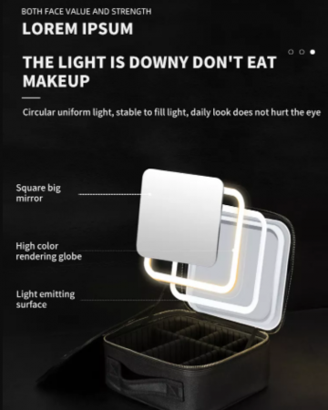 Geanta cosmetice dotata cu oglinda LED AZeira®, compartimente reglabile, potrivita pentru organizarea cosmeticelor acasa sau in voiaj, profesionala, neagra [15]