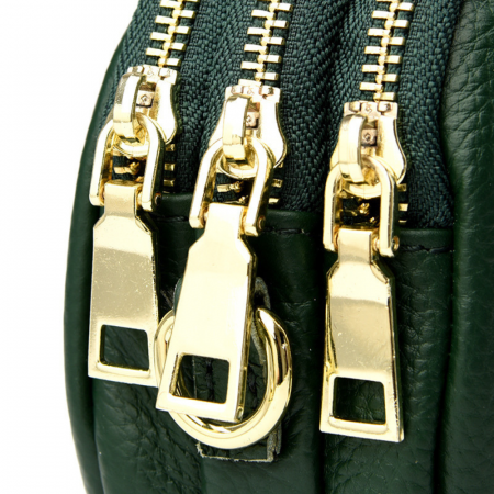 Geanta Piele Naturala cu pliuri AZeira®, 3 compartimente, Calitate superioara, Versatila, Fermoare metalice, Piele moale de vaca, Anti-zgariere, Capacitate mare, Verde [4]