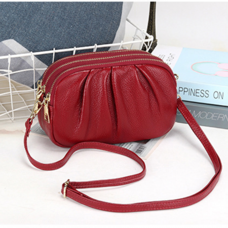 Geanta Piele Naturala cu pliuri AZeira®, 3 compartimente, Calitate superioara, Versatila, Fermoare metalice, Piele moale de vaca, Anti-zgariere, Capacitate mare, Verde [2]