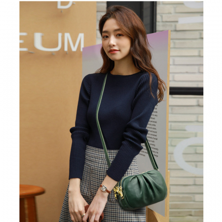 Geanta Piele Naturala cu pliuri AZeira®, 3 compartimente, Calitate superioara, Versatila, Fermoare metalice, Piele moale de vaca, Anti-zgariere, Capacitate mare, Verde [3]