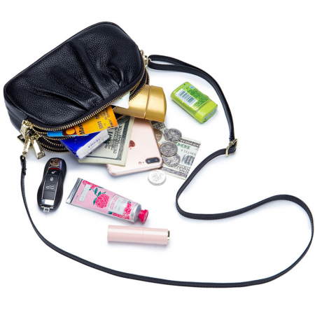 Geanta Piele Naturala cu pliuri AZeira®, 3 compartimente, Calitate superioara, Versatila, Fermoare metalice, Piele moale de vaca, Anti-zgariere, Capacitate mare, Verde [1]