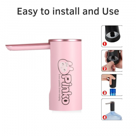 Pompa electrica apa cu afisaj LED AZeira®, Ecran digital, Indicator nivel baterie, Dozarea cantitatii de apa, Compatibil cu bidoane de apa de 5L/10L/15L/20L, Roz [7]