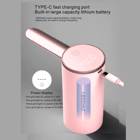 Pompa electrica apa cu afisaj LED AZeira®, Ecran digital, Indicator nivel baterie, Dozarea cantitatii de apa, Compatibil cu bidoane de apa de 5L/10L/15L/20L, Roz [11]