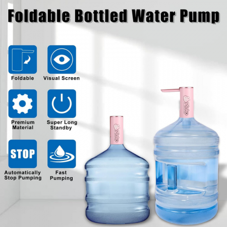 Pompa electrica apa cu afisaj LED AZeira®, Ecran digital, Indicator nivel baterie, Dozarea cantitatii de apa, Compatibil cu bidoane de apa de 5L/10L/15L/20L, Roz [8]