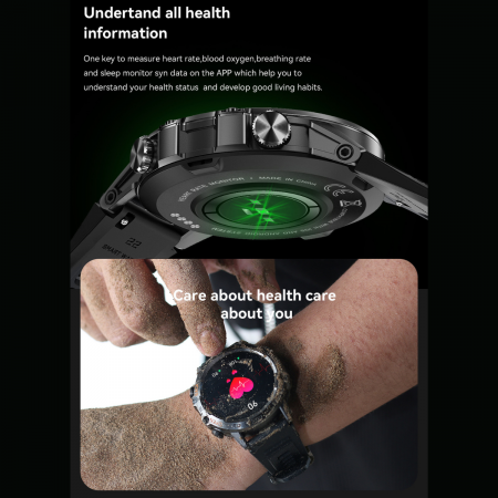 Ceas Smartwatch ULTRA Sport AZeira®, Antisocuri, Carcasa Metalica, Ecran IPS Ultra, IOS/Android, Bluetooth, Apelare Telefon, Aplicatii Social Media, Rezolutie 360x360 pixeli, Autonomie 7 zile, 100+ Sporturi, Impermeabil IP68, Full Touch Screen [4]