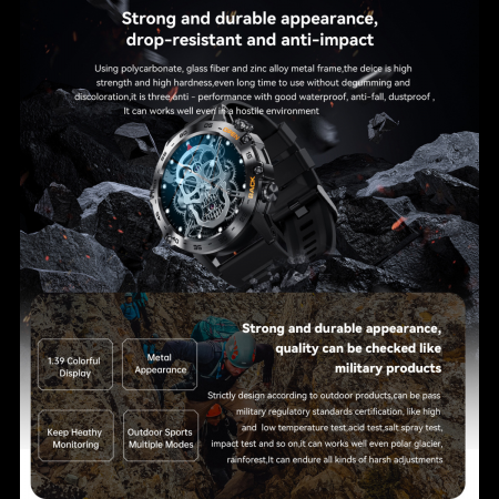 Ceas Smartwatch ULTRA Sport AZeira®, Antisocuri, Carcasa Metalica, Ecran IPS Ultra, IOS/Android, Bluetooth, Apelare Telefon, Aplicatii Social Media, Rezolutie 360x360 pixeli, Autonomie 7 zile, 100+ Sporturi, Impermeabil IP68, Full Touch Screen [10]