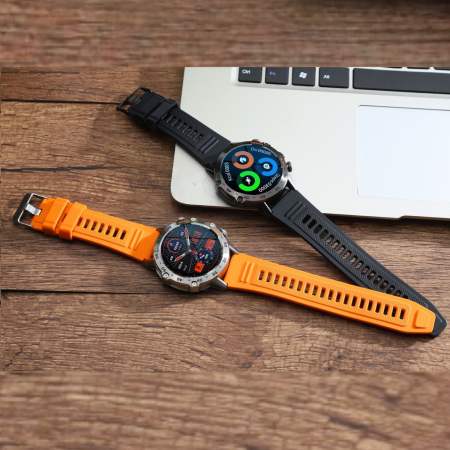 Ceas Smartwatch ULTRA Sport AZeira®, Antisocuri, Carcasa Metalica, Ecran IPS Ultra, IOS/Android, Bluetooth, Apelare Telefon, Aplicatii Social Media, Rezolutie 360x360 pixeli, Autonomie 7 zile, 100+ Sporturi, Impermeabil IP68, Full Touch Screen [14]