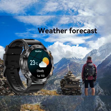 Ceas Smartwatch ULTRA Sport AZeira®, Antisocuri, Carcasa Metalica, Ecran IPS Ultra, IOS/Android, Bluetooth, Apelare Telefon, Aplicatii Social Media, Rezolutie 360x360 pixeli, Autonomie 7 zile, 100+ Sporturi, Impermeabil IP68, Full Touch Screen [13]