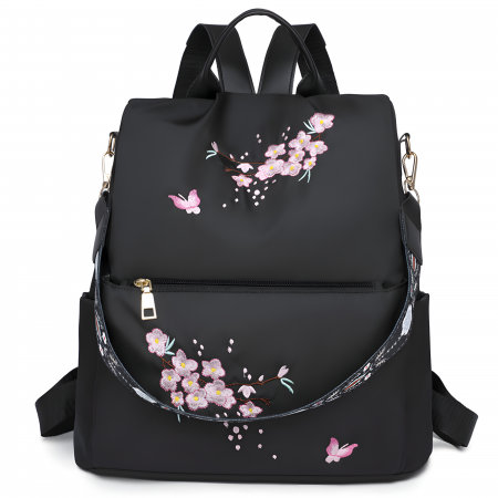 Rucsacuri - Rucsac dama 2in1 cu Broderie in relief AZeira®, Anti-furt, Versatil, Impermeabil, Material usor si fin de calitate superioara, 32*30*13 CM