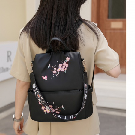 Rucsac dama 2in1 cu Broderie in relief AZeira®, Anti-furt, Versatil, Impermeabil, Material usor si fin de calitate superioara, 32*30*13 CM [7]