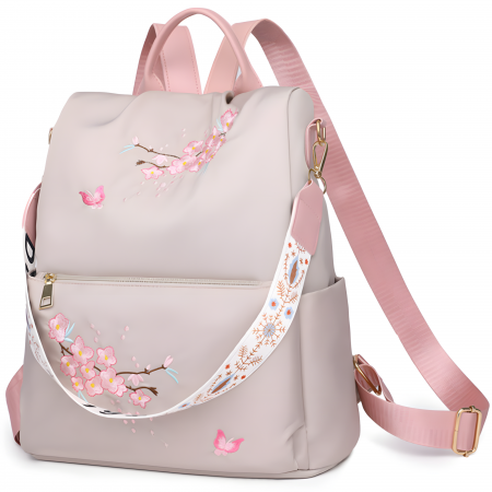 Rucsacuri - Rucsac dama 2in1 cu Broderie in relief AZeira®, Anti-furt, Versatil, Impermeabil, Material usor si fin de calitate superioara, 32*30*13 CM