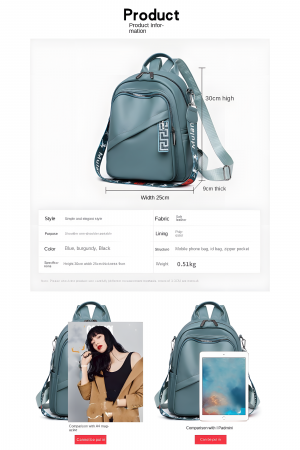 Rucsac Dama Oblic AZeira®, Piele Ecologica Premium, Versatil, Impermeabil, Usor, dimensiuni 30x25x9 CM [8]