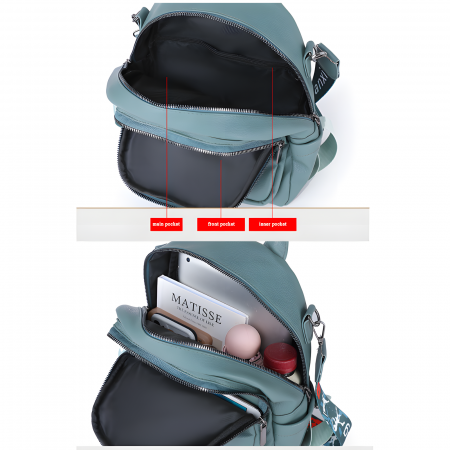 Rucsac Dama Oblic AZeira®, Piele Ecologica Premium, Versatil, Impermeabil, Usor, dimensiuni 30x25x9 CM [6]