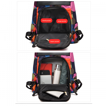 Rucsac de dama Curcubeu AZeira®, antifurt, impermeabil, usor, stil casual, Multicolor [2]