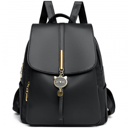 Rucsacuri - Rucsac Pisica AZeira®, Pentru dama, Incapator, Versatil, Material rezistent la uzura, Accesorii metalice aurii, 30*25*13 CM, Negru