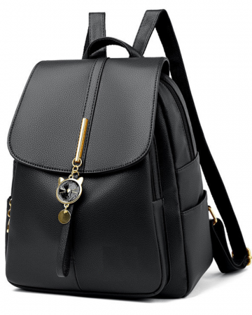 Rucsac Pisica AZeira®, Pentru dama, Incapator, Versatil, Material rezistent la uzura, Accesorii metalice aurii, 30*25*13 CM, Negru [1]