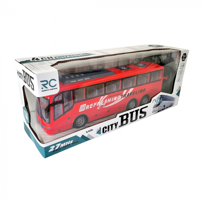 Autocar cu telecomanda, scala 1:30,  rosu, City Bus [6]