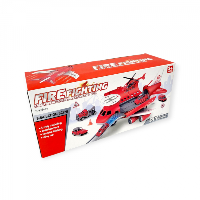 Avion transportor cu masinute si mini elicopter de pompier [3]
