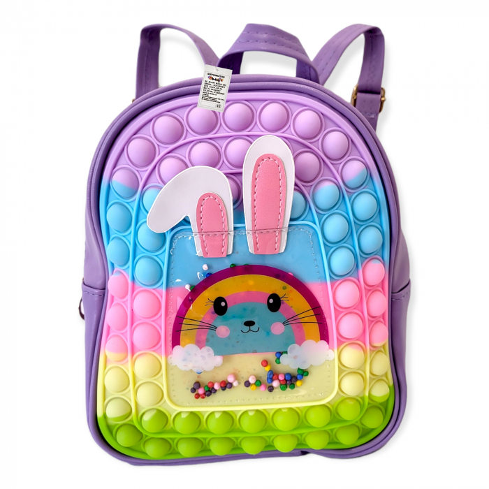 Ghiozdan gradinita Pop-It, Rabbit, piele ecologica, mov [1]