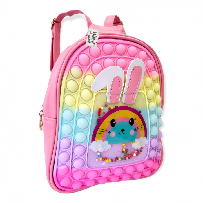 Ghiozdan gradinita Pop-It, Rabbit, piele ecologica, roz deschis [2]
