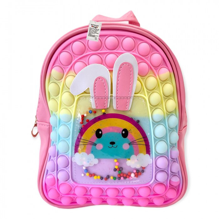 Ghiozdan gradinita Pop-It, Rabbit, piele ecologica, roz deschis [4]