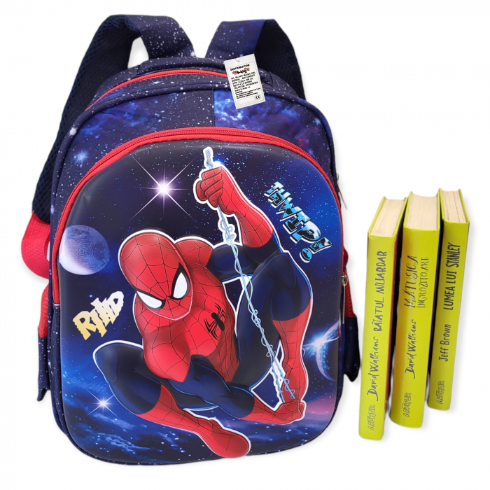 Ghiozdanel pentru gradinita, Spiderman, 3D, albastru inchis [3]